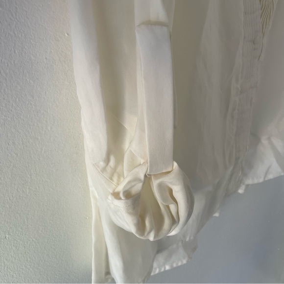 Sancia 100% cupro rolled sleeve cream blouse 37798 - Picture 3 of 7